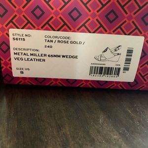 Brand new Tory Burch Metal Miller 65 mm wedge Sandals tan/rose gold